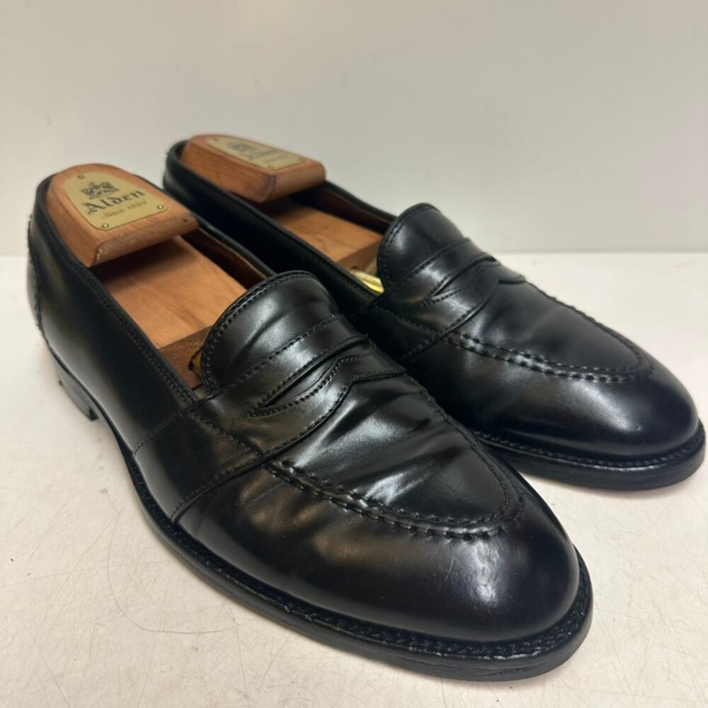 VGUC Alden x Brooks Brothers Black Shell Cordovan Penny Loafer Made in USA 8.5 D